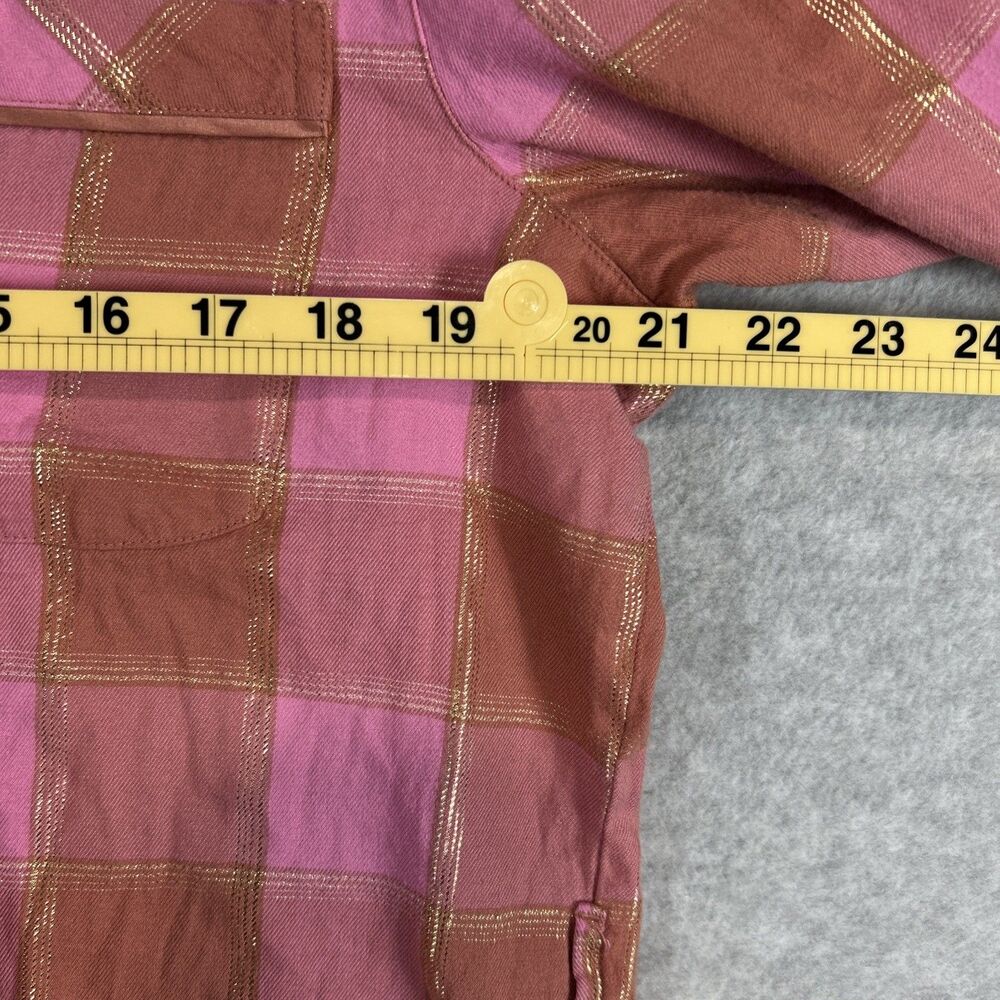 VICTORIA SECRET | Women’s Rose Blush Pink Gold Plaid Flannel Romper size L Cozy - Picture 6 of 8